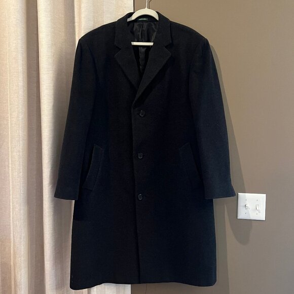 Lauren Ralph Lauren Black Cashmere Blend Dress Overcoat Size 46R